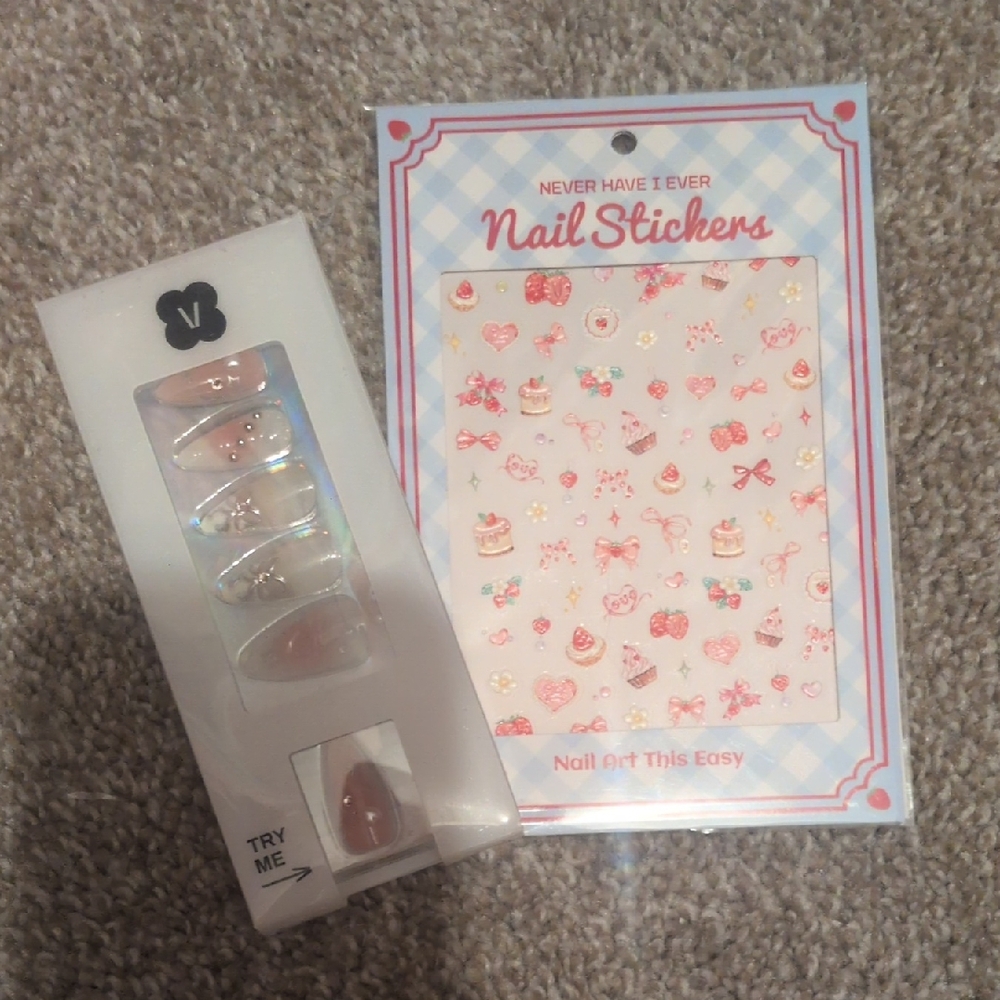 Never Have I Ever Nude Press-On Nails & Cute Nail Stickers Set